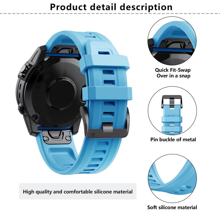 For Garmin QuickFit 20mm Kalebol Ladder Silicone Watch Band(Sky Blue) - free shipping - PMc TechLife - Order now!