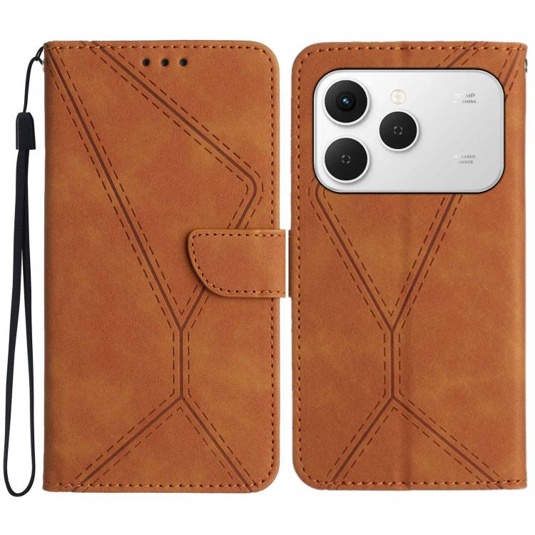 For Tecno Spark 40 4G Stitching Embossed Leather Phone Case(Brown) - free shipping - PMC TechLife - Order now!