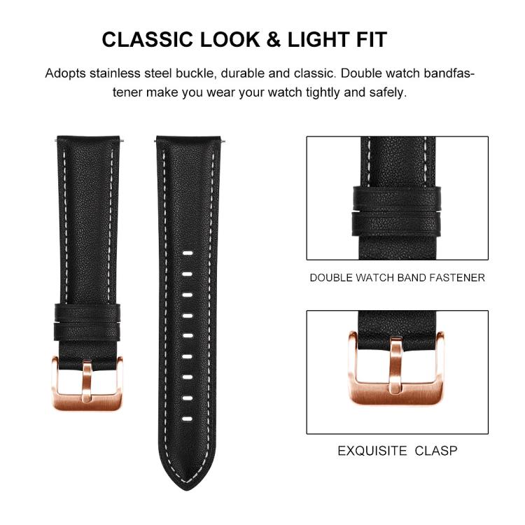 18mm Rose Gold Buckle Leather Watch Band(White) - free shipping - PMC TechLife - Order now!