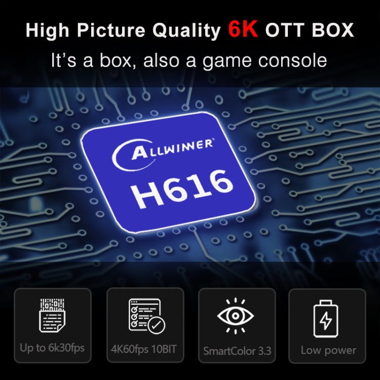 H96 Max 6K Ultra HD Smart TV Box with Remote Controller, Android 10.0, Allwinner H616 Quad Core ARM Cortex-A53, 2GB+16GB, Support TF Card / USBx2 / AV / HDMI / WIFI, UK Plug - Allwinner H6 by PMC Jewellery | Online Shopping South Africa | PMC Jewellery | Buy Now Pay Later Mobicred