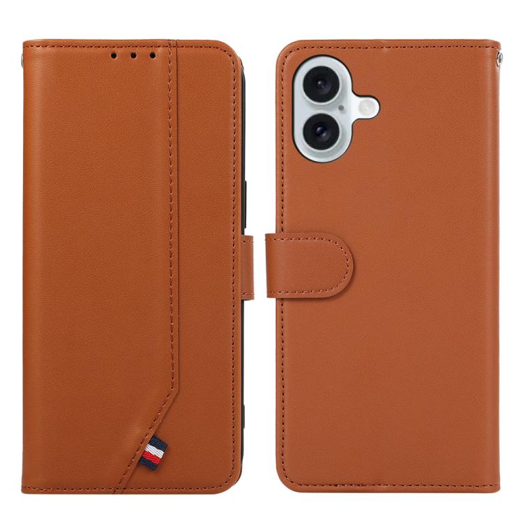 For iPhone 17 ABEEL Delicate Texture Splicing RFID Leather Phone Case(Brown) - free shipping - PMc TechLife - Order now!