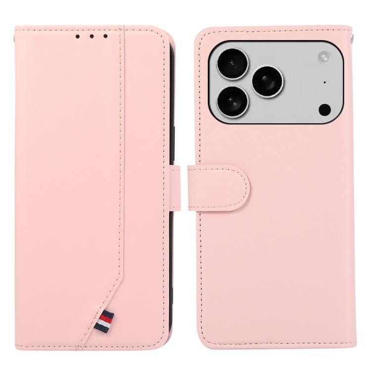 For iPhone 17 Pro ABEEL Delicate Texture Splicing RFID Leather Phone Case(Pink) - free shipping - PMc TechLife - Order now!