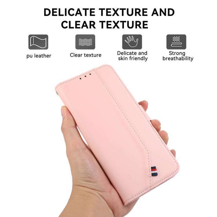 For iPhone 17 Pro ABEEL Delicate Texture Splicing RFID Leather Phone Case(Pink) - free shipping - PMc TechLife - Order now!