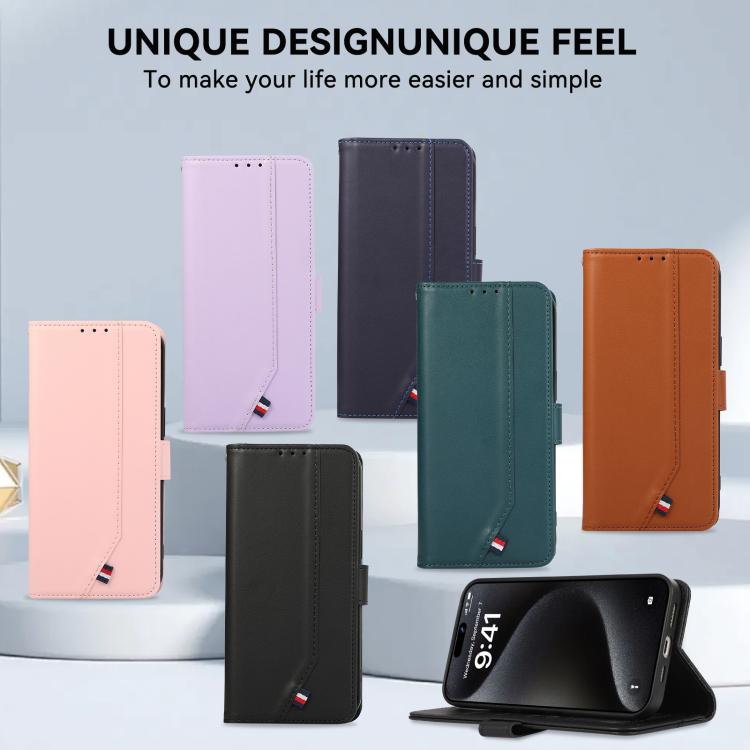 For iPhone 17 Pro ABEEL Delicate Texture Splicing RFID Leather Phone Case(Pink) - free shipping - PMc TechLife - Order now!