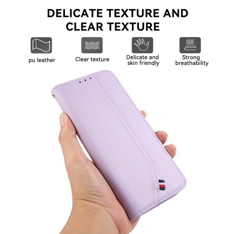 For iPhone 17 Pro Max ABEEL Delicate Texture Splicing RFID Leather Phone Case(Purple) - free shipping - PMc TechLife - Order now!