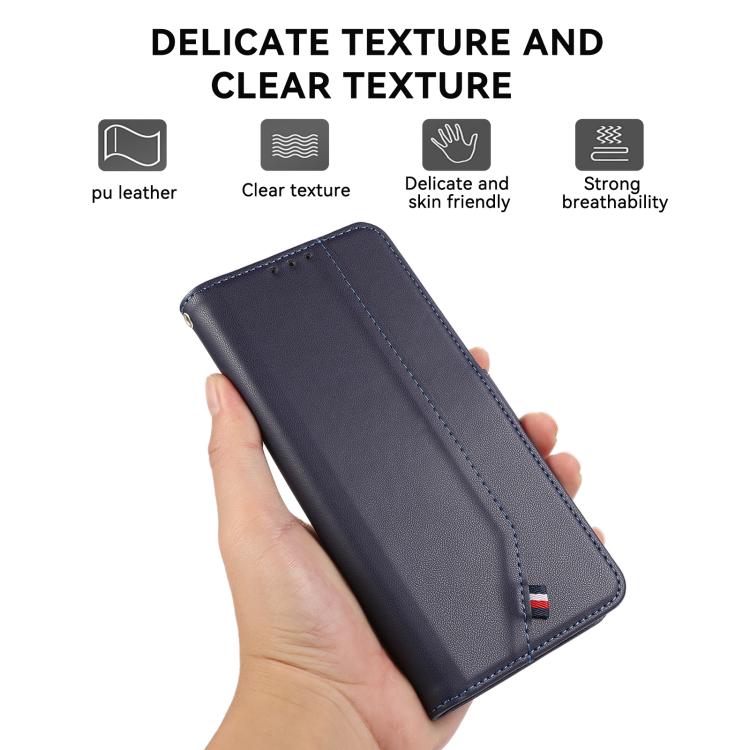 For iPhone 17 Pro Max ABEEL Delicate Texture Splicing RFID Leather Phone Case(Blue) - free shipping - PMc TechLife - Order now!