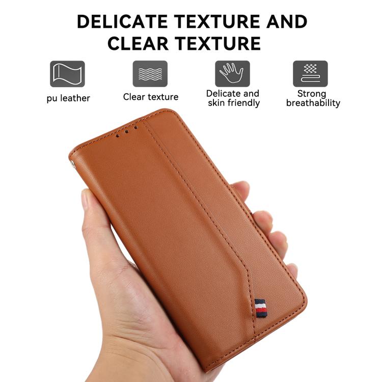For iPhone 17 Pro Max ABEEL Delicate Texture Splicing RFID Leather Phone Case(Brown) - free shipping - PMc TechLife - Order now!
