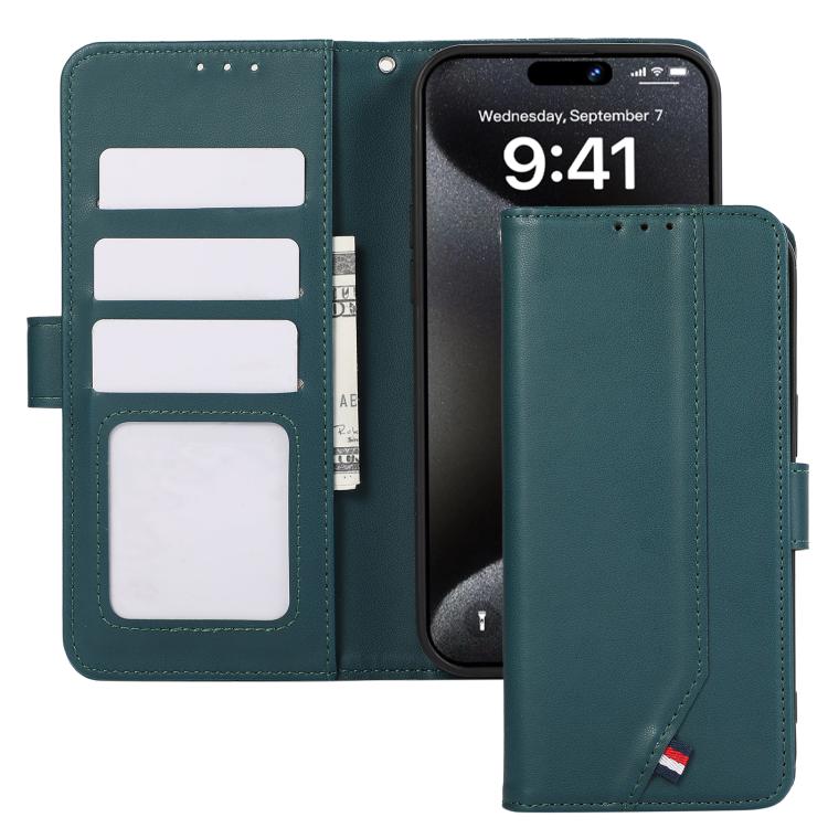 For iPhone 17 Pro Max ABEEL Delicate Texture Splicing RFID Leather Phone Case(Green) - free shipping - PMc TechLife - Order now!