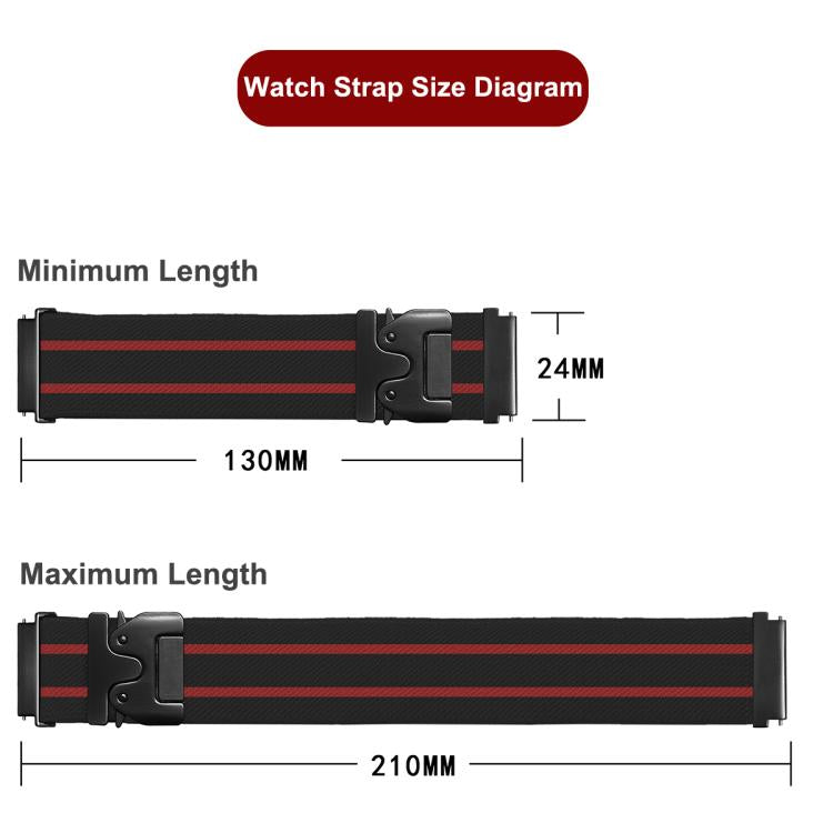 22mm Parachute Buckle Stripe Nylon Elastic Braided Watch Band(Dark Green White) - free shipping - PMc TechLife - Order now!