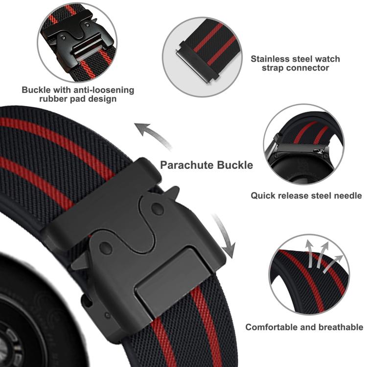 22mm Parachute Buckle Stripe Nylon Elastic Braided Watch Band(Midnight Blue White) - free shipping - PMc TechLife - Order now!