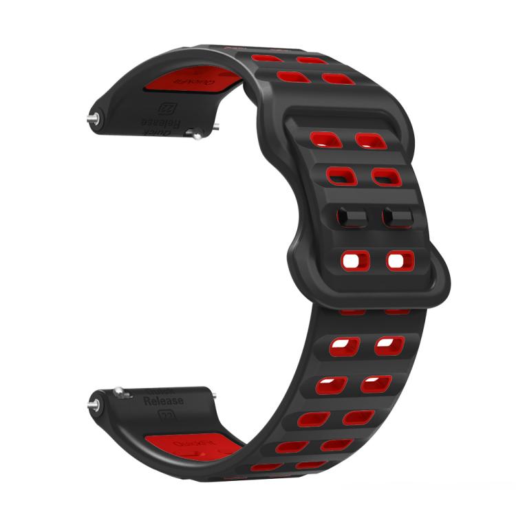 22mm Double-row Hole Studded Buckle Silicone Watch Band(Black Red) - free shipping - PMc TechLife - Order now!