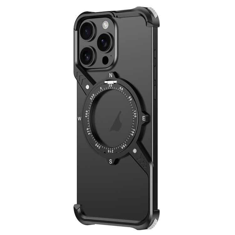 For iPhone 14 Pro S Shaped 360 Holder Airbag Frameless MagSafe Metal Phone Case(Black) - free shipping - PMC TechLife - Order now!