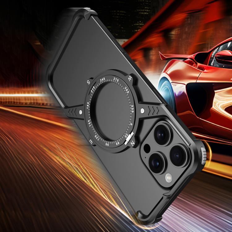 For iPhone 14 Pro S Shaped 360 Holder Airbag Frameless MagSafe Metal Phone Case(Space Gray) - free shipping - PMC TechLife - Order now!