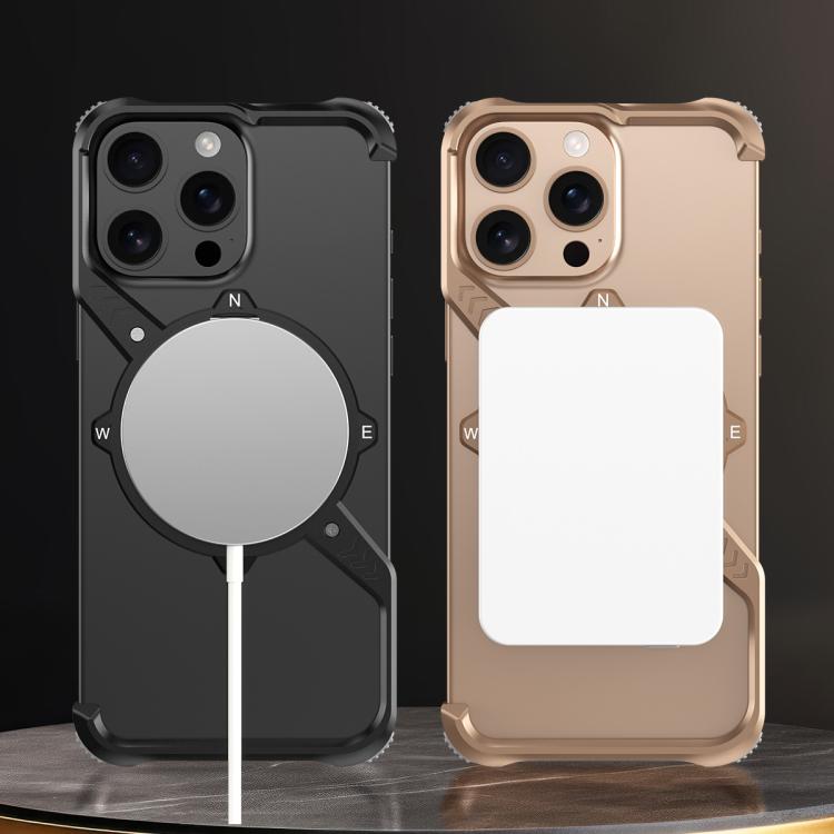 For iPhone 16 Plus S Shaped 360 Holder Airbag Frameless MagSafe Metal Phone Case(Space Gray) - free shipping - PMC TechLife - Order now!