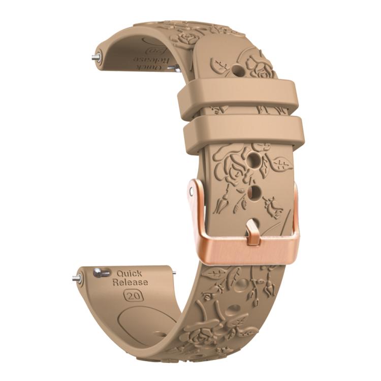 20mm Embossed Rose Gold Buckle Silicone Watch Band(Khaki) - free shipping - PMc TechLife - Order now!