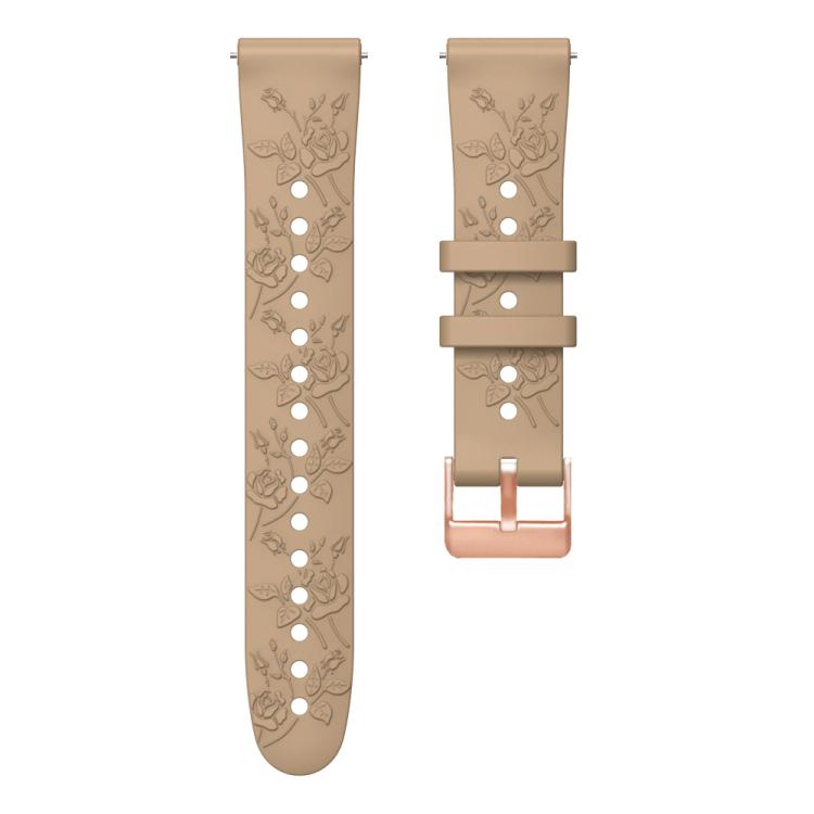 20mm Embossed Rose Gold Buckle Silicone Watch Band(Khaki) - free shipping - PMc TechLife - Order now!