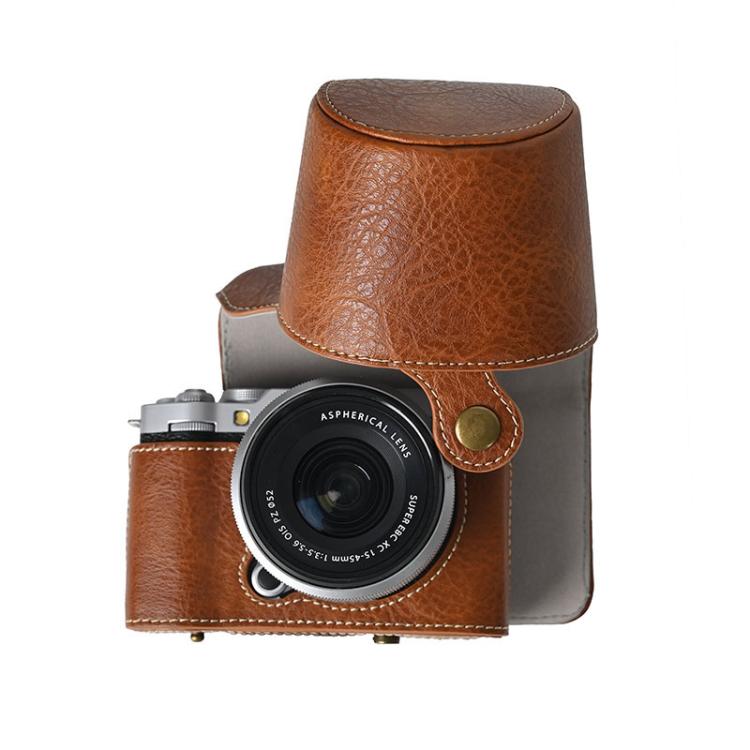 For FUJIFILM X-M5 Retro Litchi Texture Leather Full Body Camera Case Bag with Strap(Coffee) - free shipping - PMC TechLife - Order now!