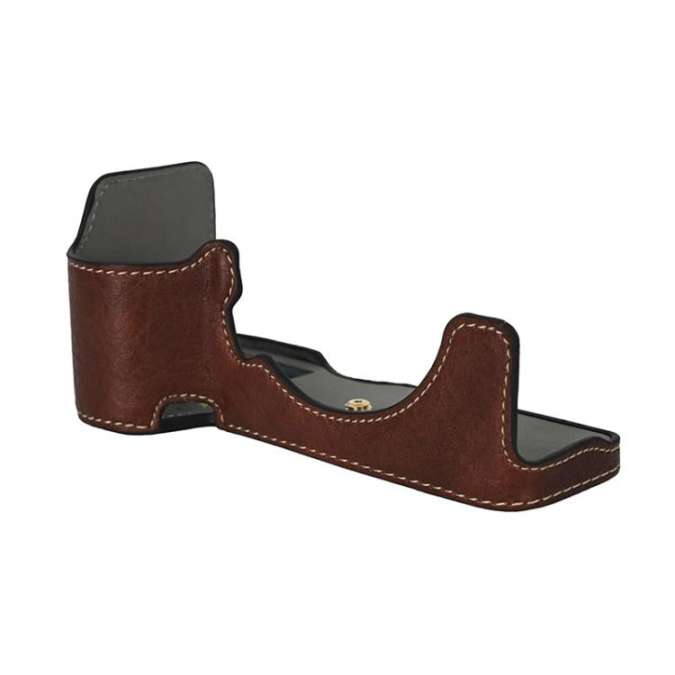 For Sony ILCE-7CM2 / Alpha 7C II Litchi Texture PU Leather Camera Half Case Base(Coffee) - free shipping - PMC TechLife - Order now!