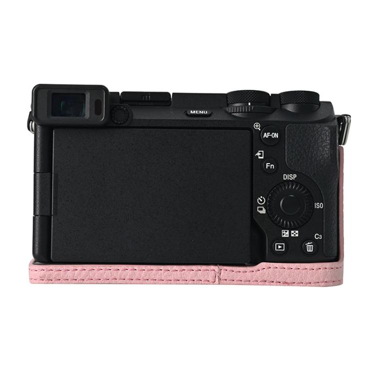 For Sony ILCE-6700 / A6700 Litchi Texture PU Leather Camera Half Case Base(Pink) - free shipping - PMC TechLife - Order now!