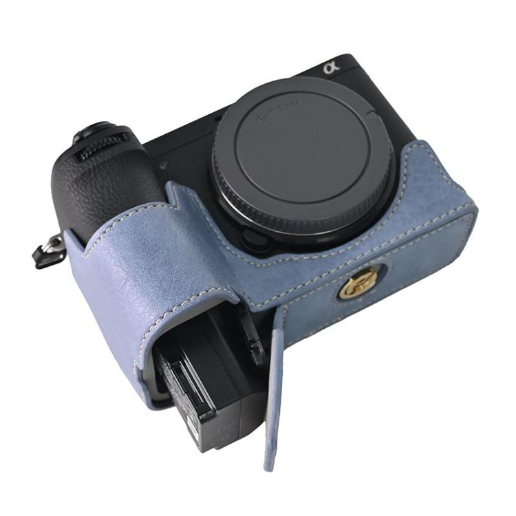 For Sony ILCE-6700 / A6700 Litchi Texture PU Leather Camera Half Case Base(Blue) - free shipping - PMC TechLife - Order now!