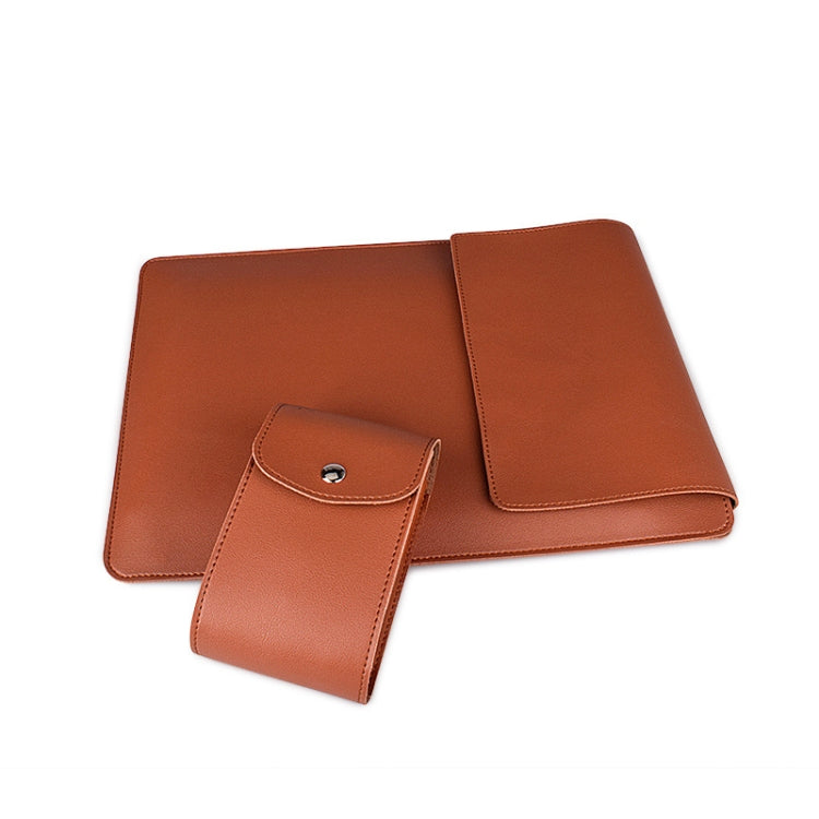 PU05 Sleeve Leather Case Carrying Bag with Small Storage Bag for 15.4 inch Laptop(Yellow) - free shipping - PMC Jewellery - Order now!