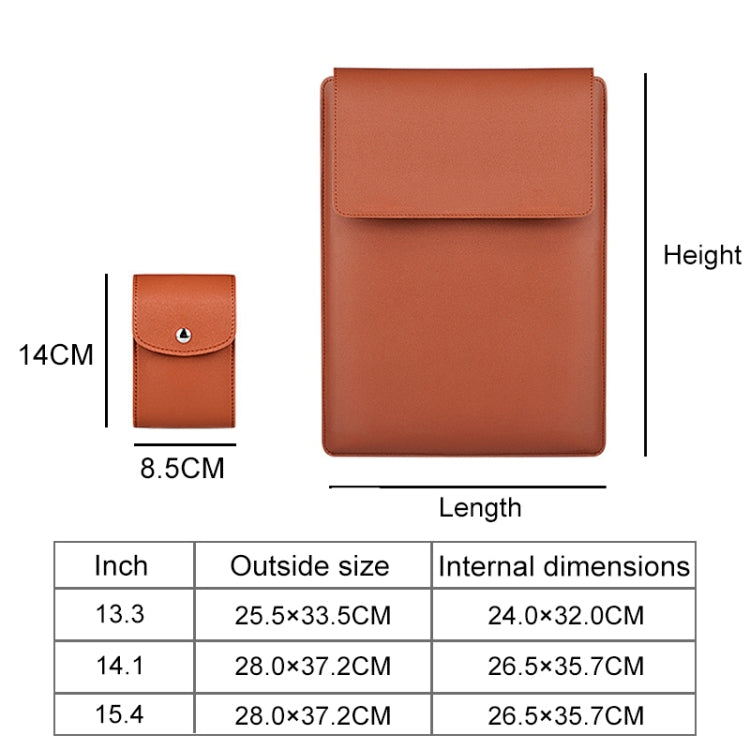 PU05 Sleeve Leather Case Carrying Bag with Small Storage Bag for 15.4 inch Laptop(Yellow) - free shipping - PMC Jewellery - Order now!