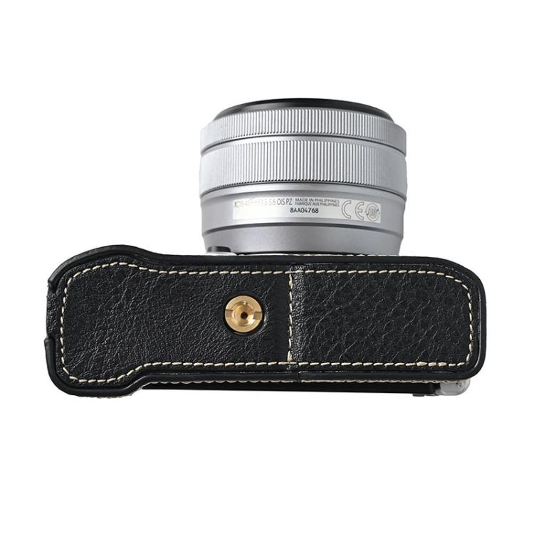 For FUJIFILM X-M5 Litchi Texture PU Leather Camera Half Case Base(Black) - free shipping - PMC TechLife - Order now!