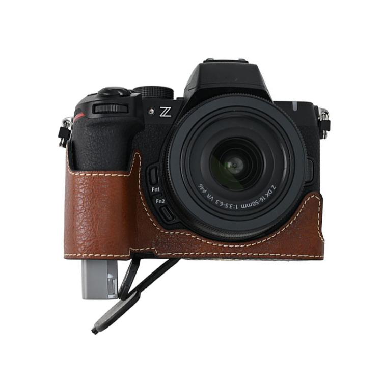 For Nikon Z50II Litchi Texture PU Leather Camera Half Case Base(Coffee) - free shipping - PMC TechLife - Order now!