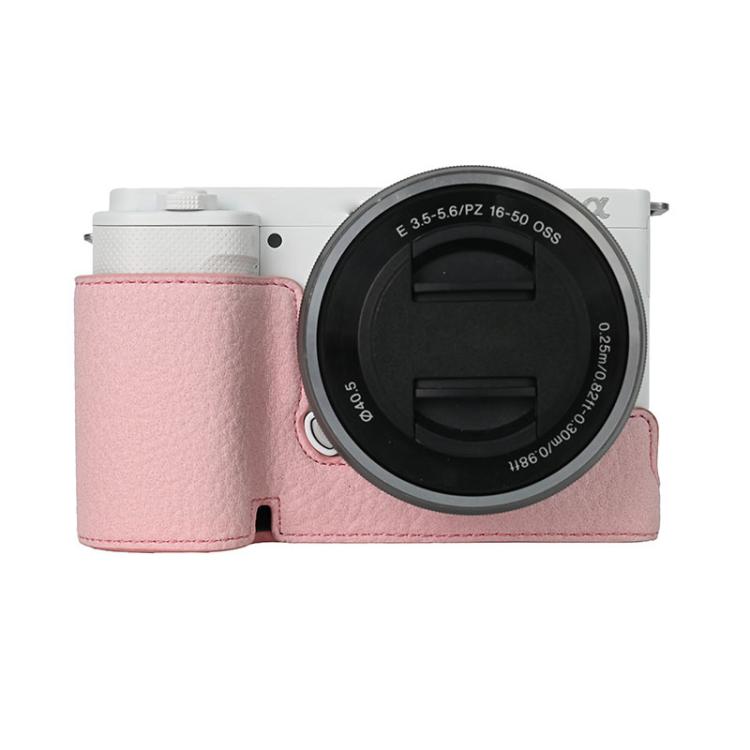 For Sony ZV-E10 Litchi Texture PU Leather Camera Half Case Base(Pink) - free shipping - PMC TechLife - Order now!