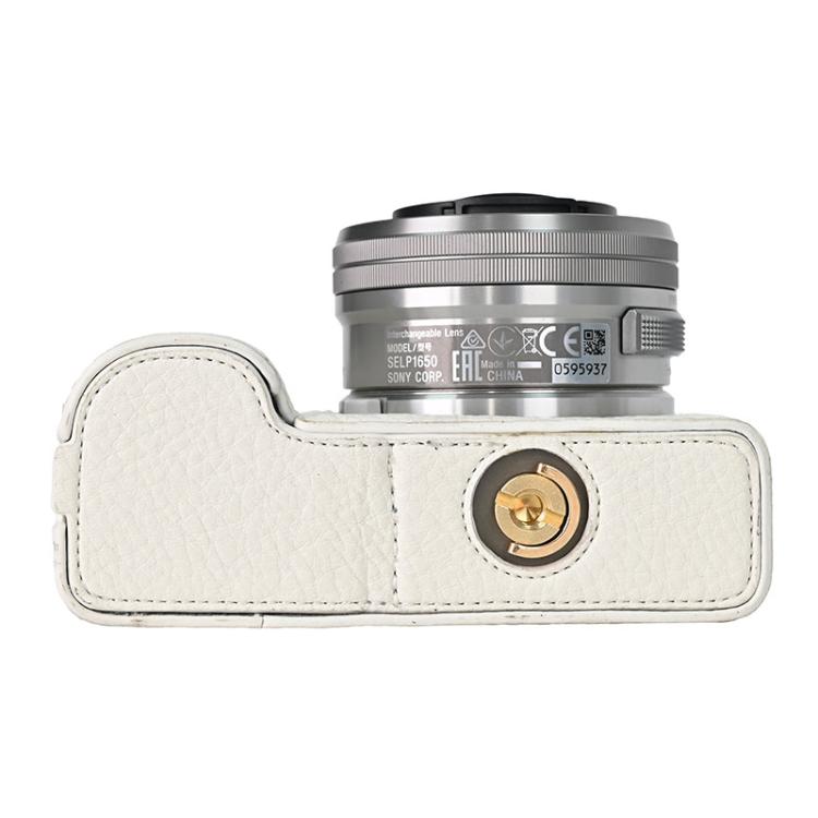 For Sony ZV-E10 Litchi Texture PU Leather Camera Half Case Base(White) - free shipping - PMC TechLife - Order now!