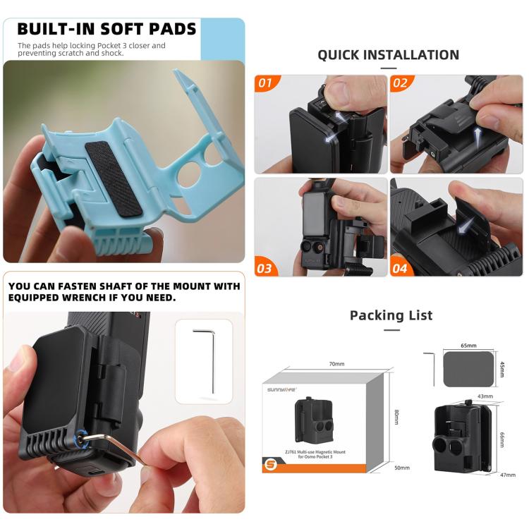 For DJI OSMO Pocket 3 Sunnylife Multifunctional Magnetic Mount Tabletop Base Bracket(Yellow) - free shipping - PMC TechLife - Order now!