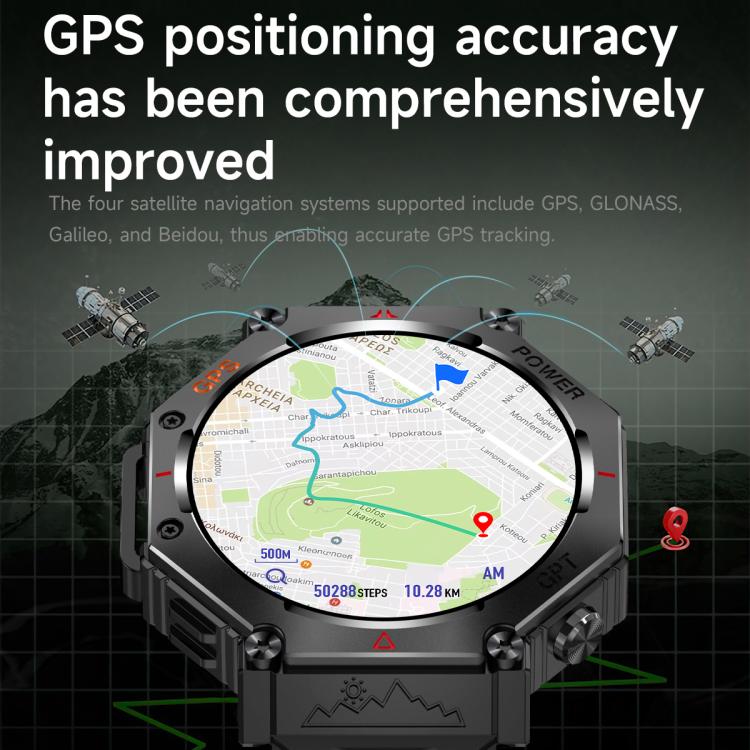 KC91 1.39 inch IPS Screen 3ATM Outdoor GPS Smart Watch with Flashlight(Camouflage) - Smart Watches by PMC TechLife | Online Shopping South Africa | PMC TechLife | Buy Now Pay Later Mobicred