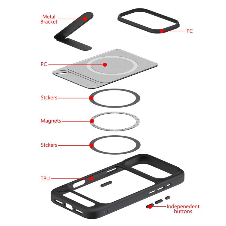 For iPhone 17 Pro Max Kalebol MagSafe Invisible Tilt Holder PC Hybrid TPU Case(Grey White) - iPhone 17 Pro Max Cases by Kalebol | Online Shopping South Africa | PMC TechLife | Buy Now Pay Later Mobicred