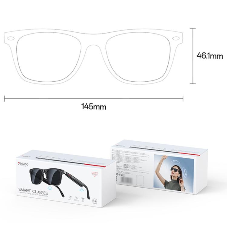 Yesido IO35 Smart Music Glasses IP54 Waterproof Support BT Call(Black) - free shipping - PMC TechLife - Order now!