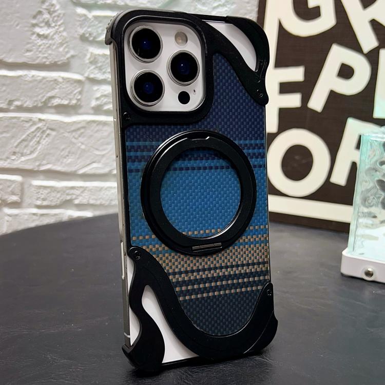 For iPhone 16 Pro Metal Frameless 360 Degree Rotation Holder MagSafe Phone Case(Black) - free shipping - PMC TechLife - Order now!