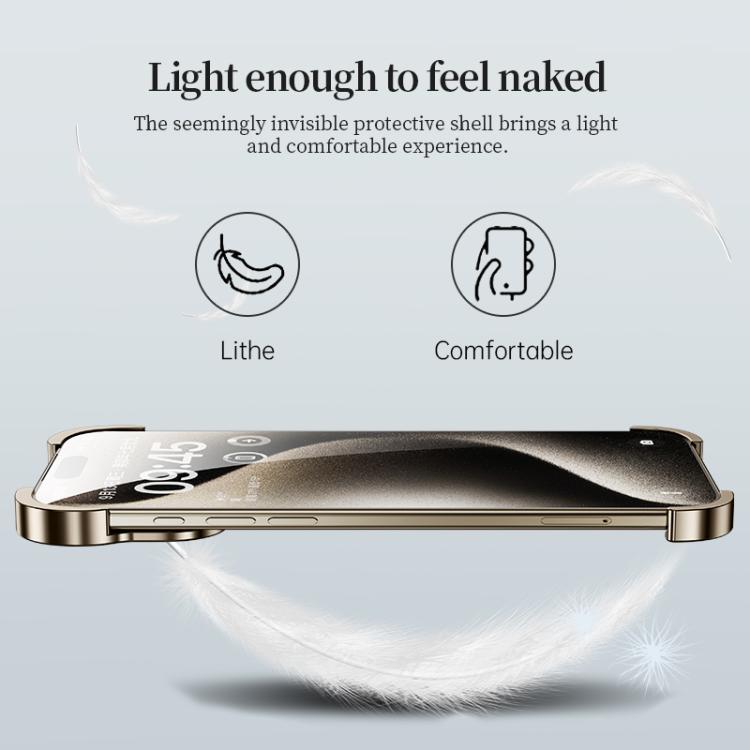 For iPhone 17 Pro Frameless Metal Corner Pad Phone Case with Lens Film(Titanium) - free shipping - PMC TechLife - Order now!