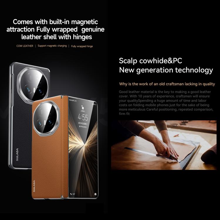 For Honor Magic V5 SULADA Frameless Top Layer Cowhide Leather PC Phone Case(Red) - free shipping - PMC TechLife - Order now!