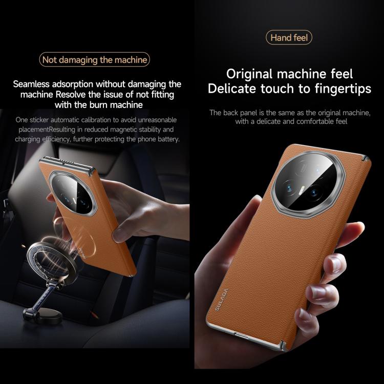 For Honor Magic V5 SULADA Frameless Top Layer Cowhide Leather PC Phone Case(Red) - free shipping - PMC TechLife - Order now!