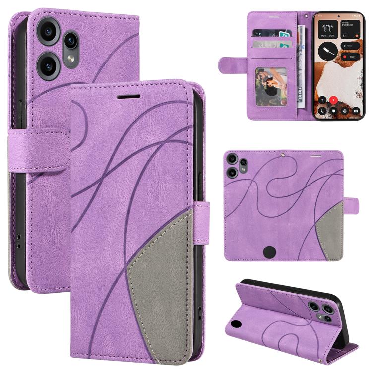 For Nothing CMF Phone 2 Pro Dual-color Splicing Flip Leather Phone Case(Purple) - free shipping - PMC TechLife - Order now!