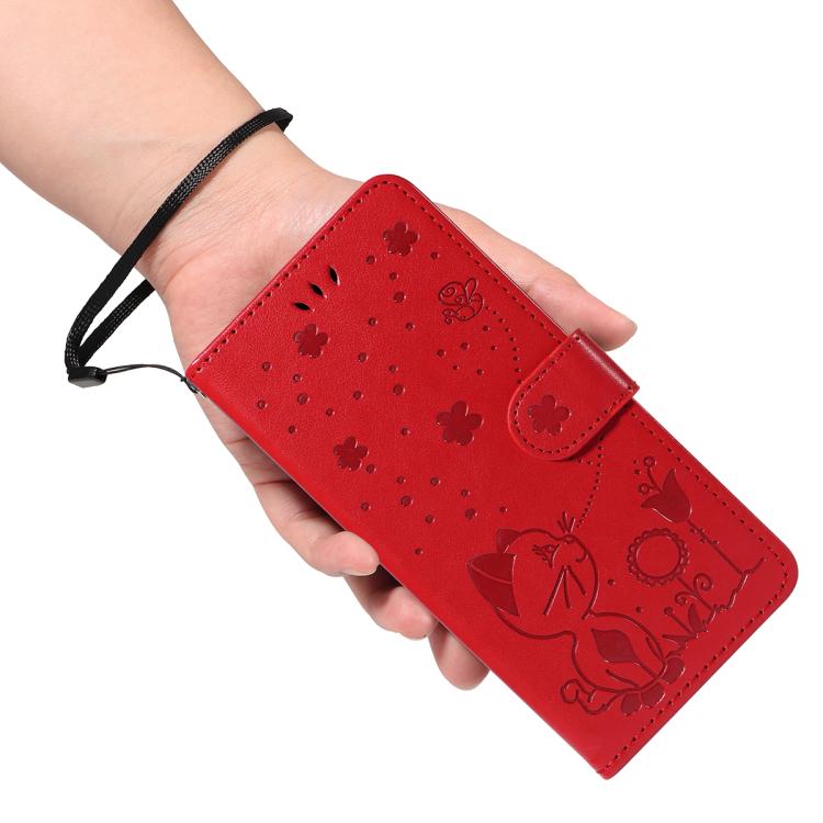 For Nothing Phone 3A Cat and Bee Embossed Flip Leather Phone Case(Red) - free shipping - PMC TechLife - Order now!