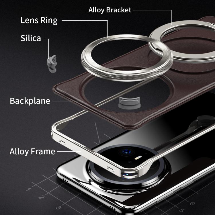 For Huawei Mate 70 Metal Frameless Plain Leather MagSafe Holder Phone Case(Black) - free shipping - PMC TechLife - Order now!