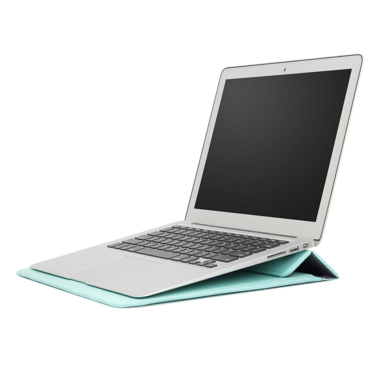 PU Leather Ultra-thin Envelope Bag Laptop Bag for MacBook Air / Pro 15 inch, with Stand Function(Mint Green) - free shipping - PMC Jewellery - Order now!