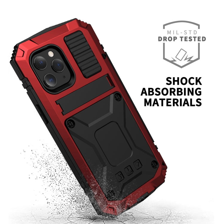 For iPhone 12 mini R-JUST Shockproof Waterproof Dust-proof Metal + Silicone Protective Case with Holder (Red) - iPhone 12 mini Cases by R-JUST | Online Shopping South Africa | PMC TechLife | Buy Now Pay Later Mobicred