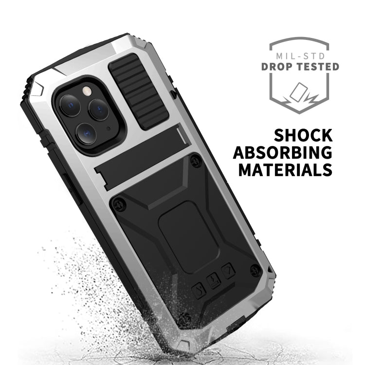 For iPhone 12 mini R-JUST Shockproof Waterproof Dust-proof Metal + Silicone Protective Case with Holder (Silver) - iPhone 12 mini Cases by R-JUST | Online Shopping South Africa | PMC TechLife | Buy Now Pay Later Mobicred