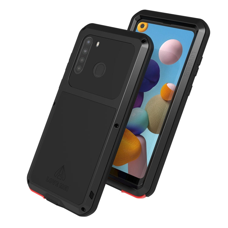 For Samsung Galaxy A21 (US Version) LOVE MEI Metal Shockproof Waterproof Dustproof Protective Case with Glass(Yellow) - free shipping - PMC TechLife - Order now!
