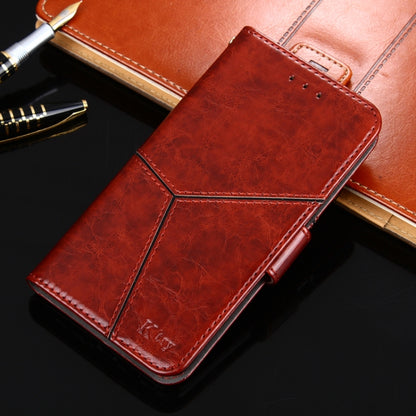 For OnePlus 8 Pro Geometric Stitching Horizontal Flip TPU + PU Leather Case with Holder & Card Slots & Wallet(Dark Brown) - OnePlus Cases by PMC Jewellery | Online Shopping South Africa | PMC Jewellery | Buy Now Pay Later Mobicred