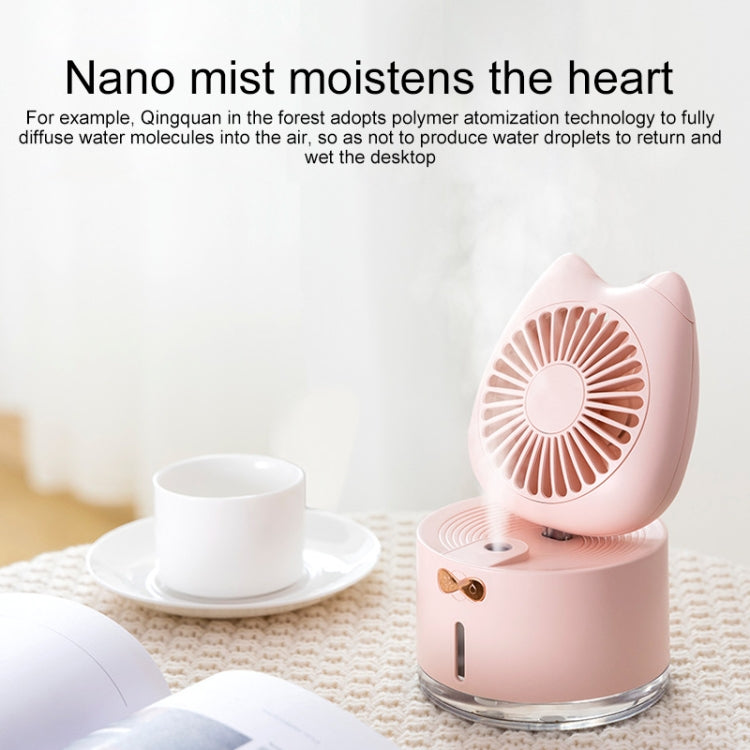 BD-MM1 Cat Shape Household Desktop Rechargeable Spray Humidifier Fan (White) - Electric Fans by PMC Jewellery | Online Shopping South Africa | PMC Jewellery | Buy Now Pay Later Mobicred