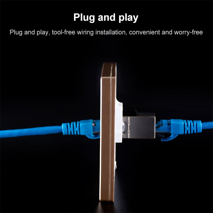 CAT.6 Shielded Pass-through Network Module, Single Port Panel + Shielded Pass-through (Gold) - Lan Cable and Tools by PMC TechLife | Online Shopping South Africa | PMC TechLife | Buy Now Pay Later Mobicred