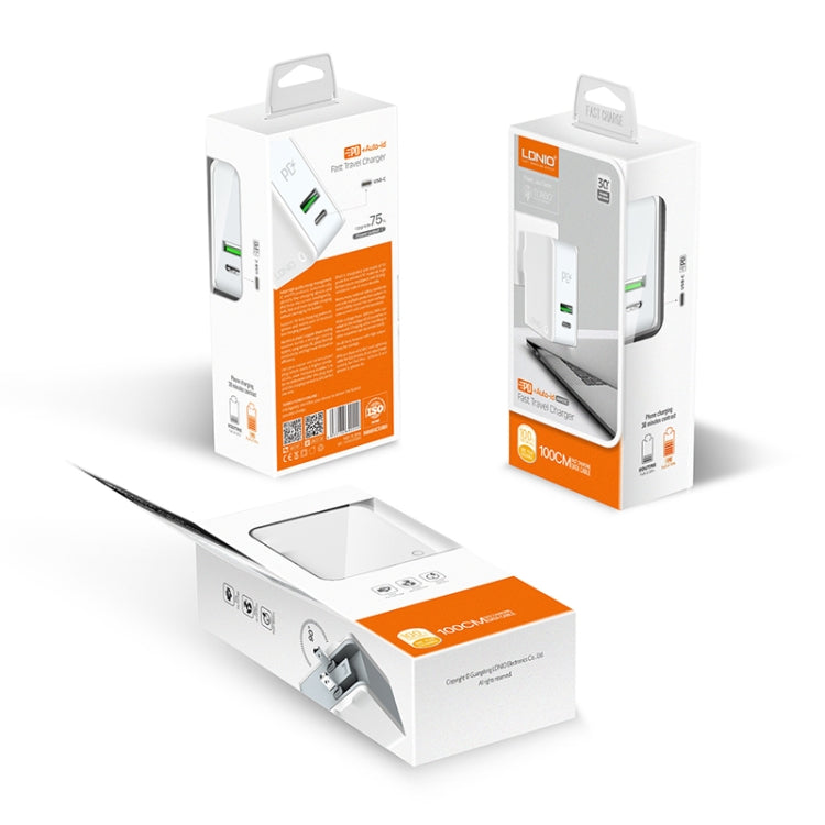 LDNIO A4403C 30W PD + Auto-id Foldable Fast Travel Charger with 1m Micro USB Cable, EU Plug - free shipping - PMC TechLife - Order now!