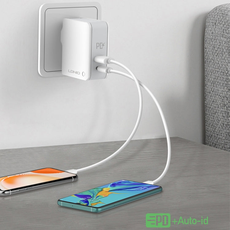 LDNIO A4403C 30W PD + Auto-id Foldable Fast Travel Charger with 1m Micro USB Cable, UK Plug - USB Charger by LDNIO | Online Shopping South Africa | PMC TechLife | Buy Now Pay Later Mobicred